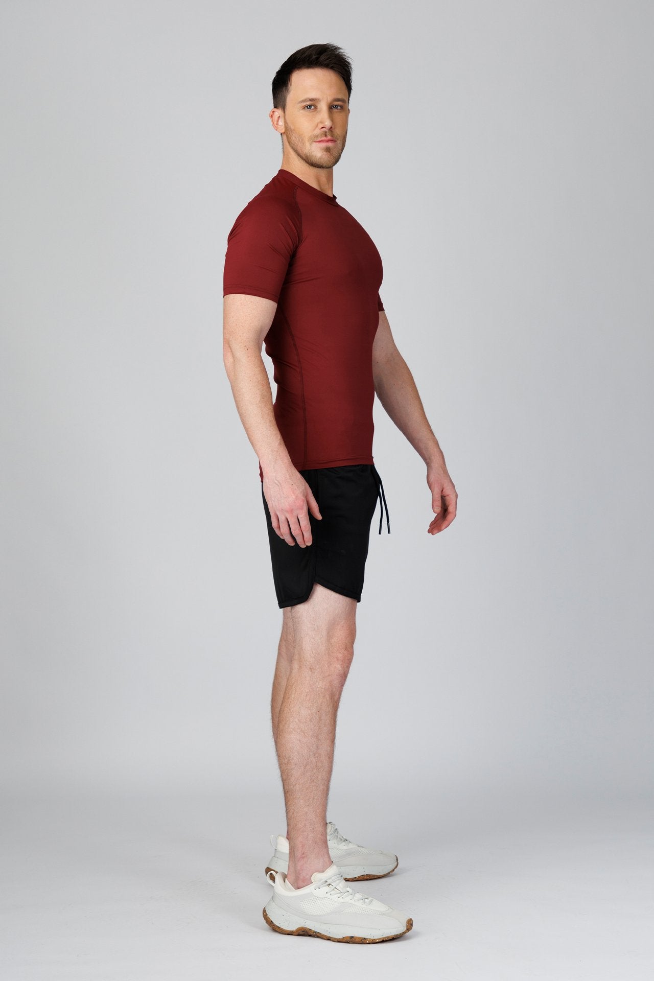 SPJ0458 - Tight Fit Ultra 4-Way Stretch Raglan Sleeve Training Tee - Burgundy