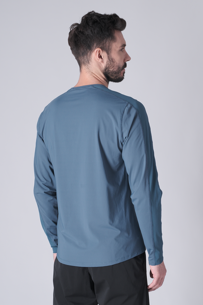 SPJ0467 - Ultra 4-Way Stretch Nylon Raglan Long Sleeve Training Tee - Ash Blue