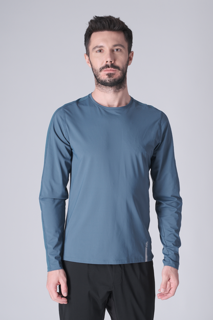 SPJ0467 - Ultra 4-Way Stretch Nylon Raglan Long Sleeve Training Tee - Ash Blue
