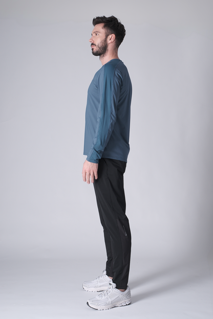 SPJ0467 - Ultra 4-Way Stretch Nylon Raglan Long Sleeve Training Tee - Ash Blue