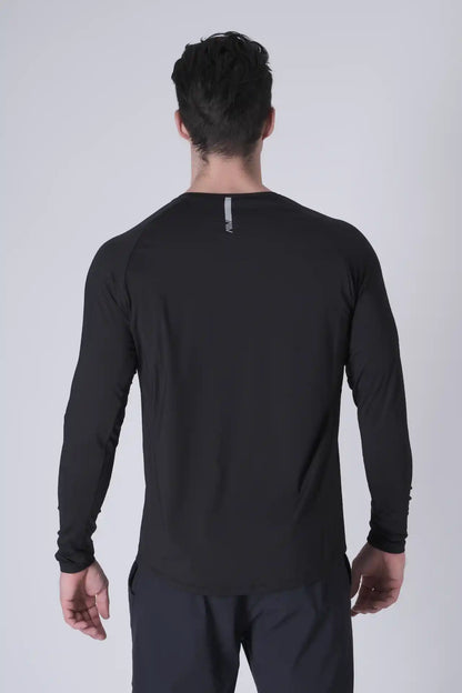 SPJ0467 - Ultra 4-Way Stretch Nylon Raglan Long Sleeve Training Tee - Black