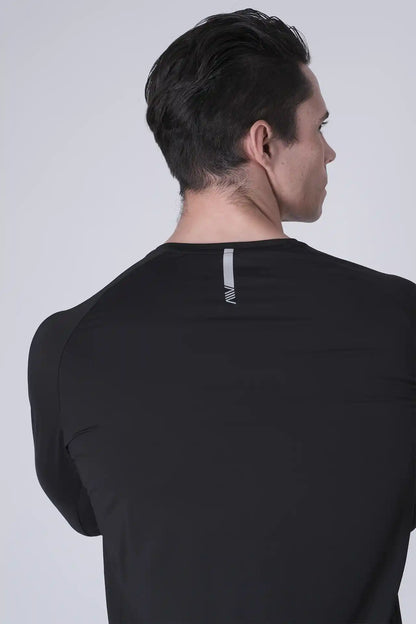 SPJ0467 - Ultra 4-Way Stretch Nylon Raglan Long Sleeve Training Tee - Black