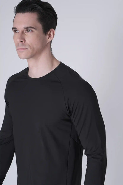 SPJ0467 - Ultra 4-Way Stretch Nylon Raglan Long Sleeve Training Tee - Black