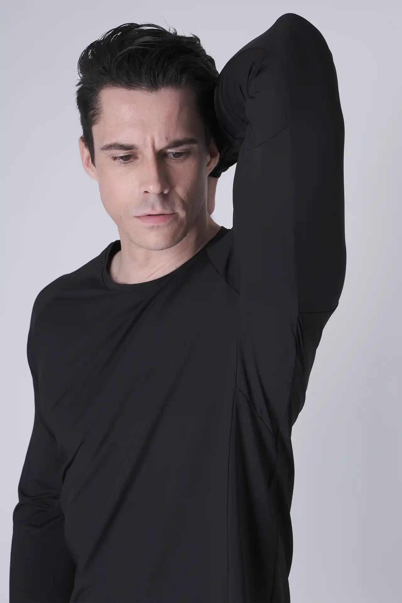 SPJ0467 - Ultra 4-Way Stretch Nylon Raglan Long Sleeve Training Tee - Black