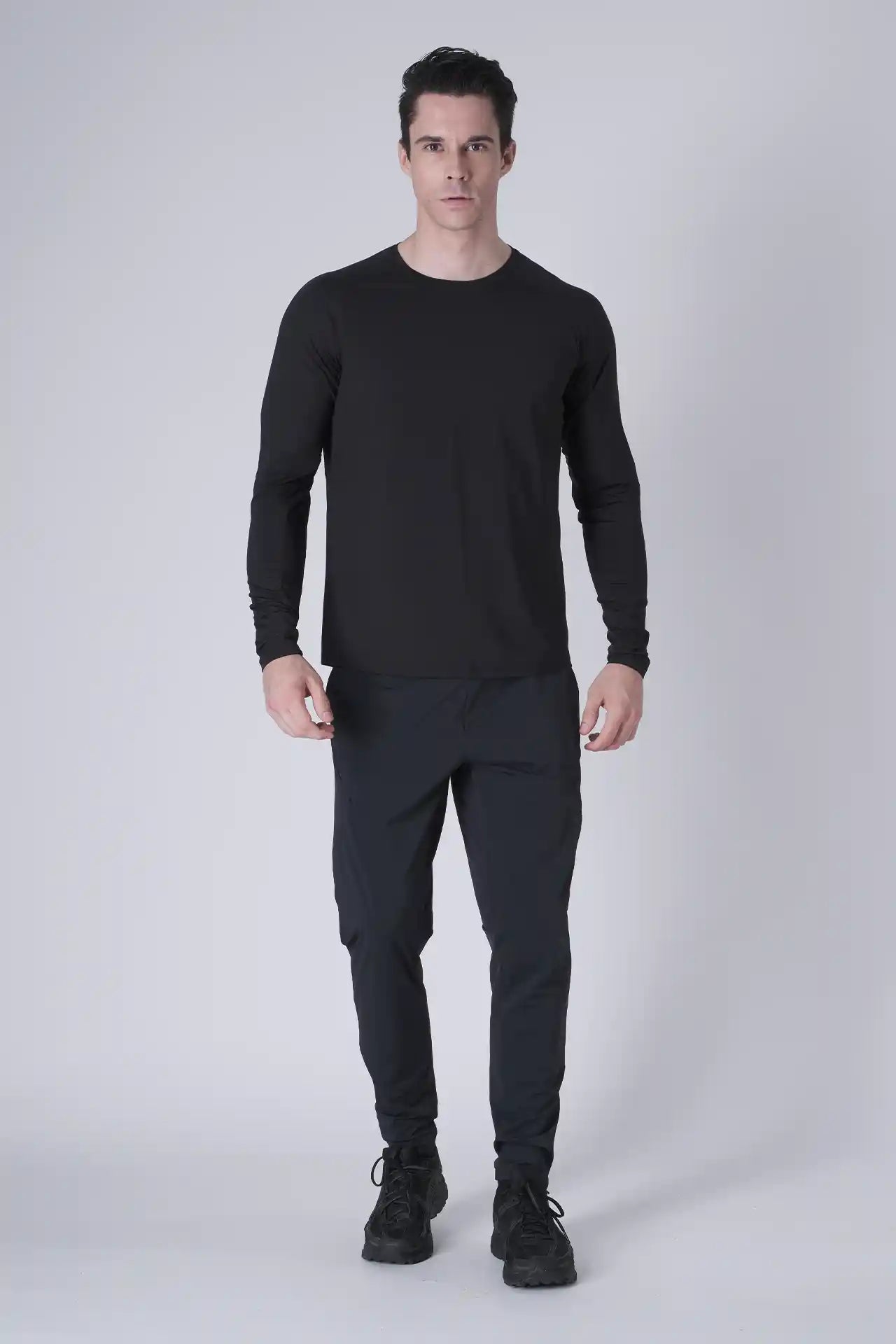 SPJ0467 - Ultra 4-Way Stretch Nylon Raglan Long Sleeve Training Tee - Black