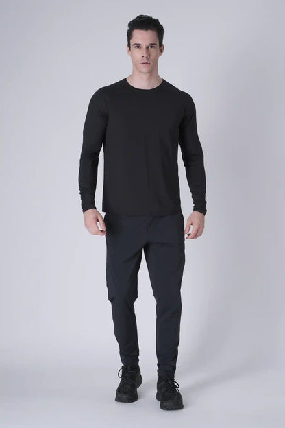 SPJ0467 - Ultra 4-Way Stretch Nylon Raglan Long Sleeve Training Tee - Black