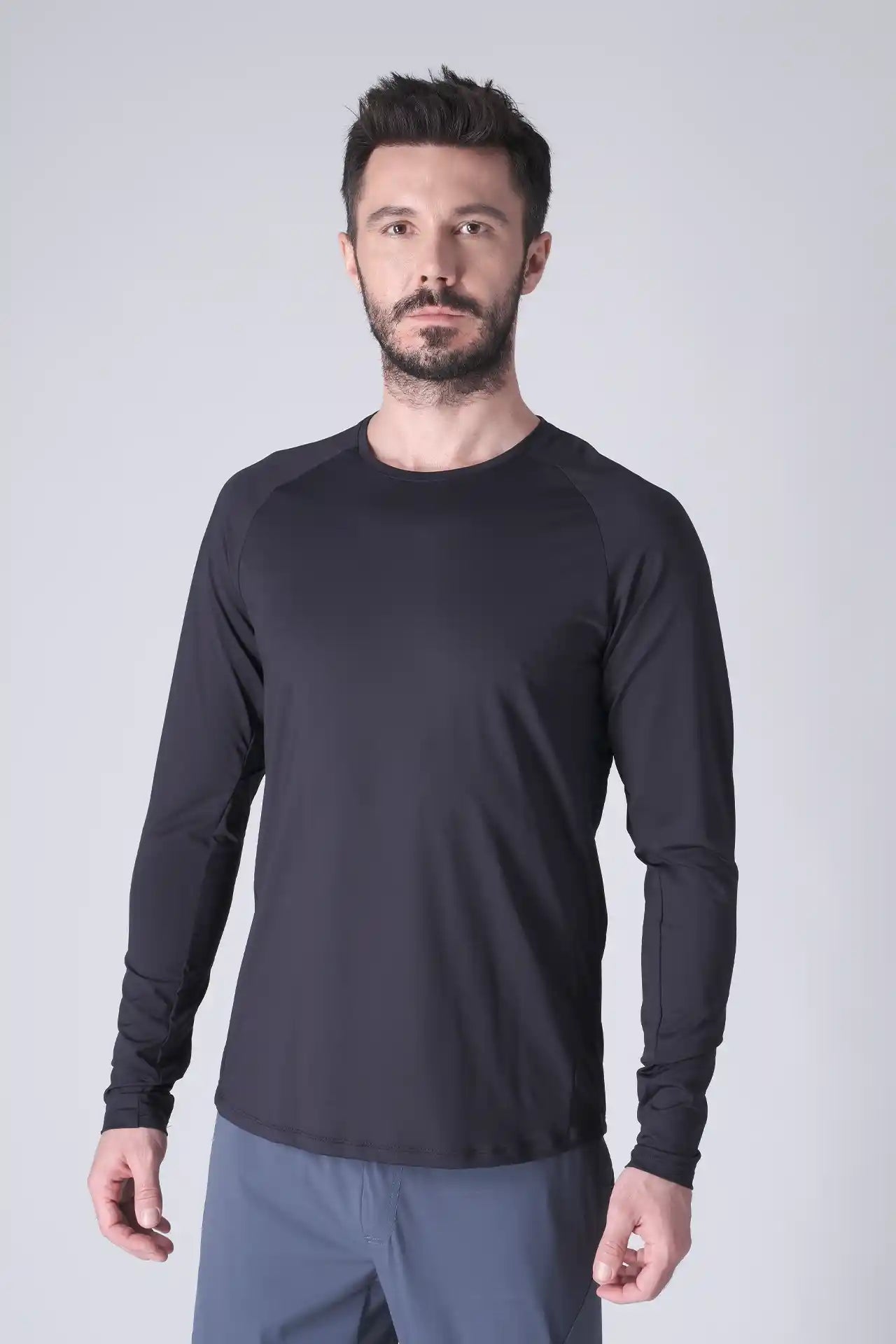 SPJ0467 - Ultra 4-Way Stretch Nylon Raglan Long Sleeve Training Tee - Navy