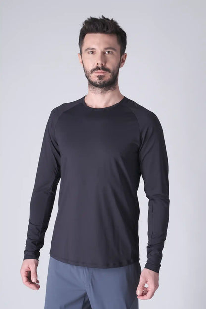 SPJ0467 - Ultra 4-Way Stretch Nylon Raglan Long Sleeve Training Tee - Navy