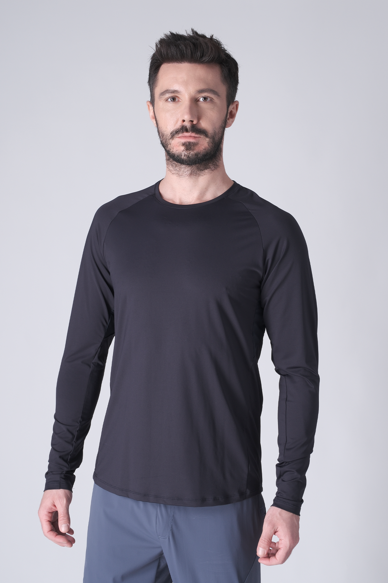 SPJ0467 - Ultra 4-Way Stretch Nylon Raglan Long Sleeve Training Tee - Navy