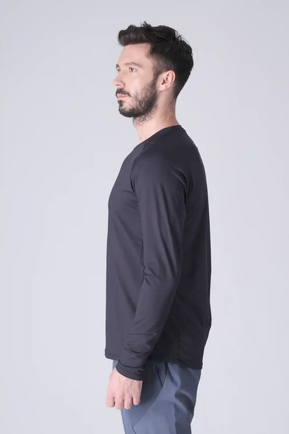 SPJ0467 - Ultra 4-Way Stretch Nylon Raglan Long Sleeve Training Tee - Navy