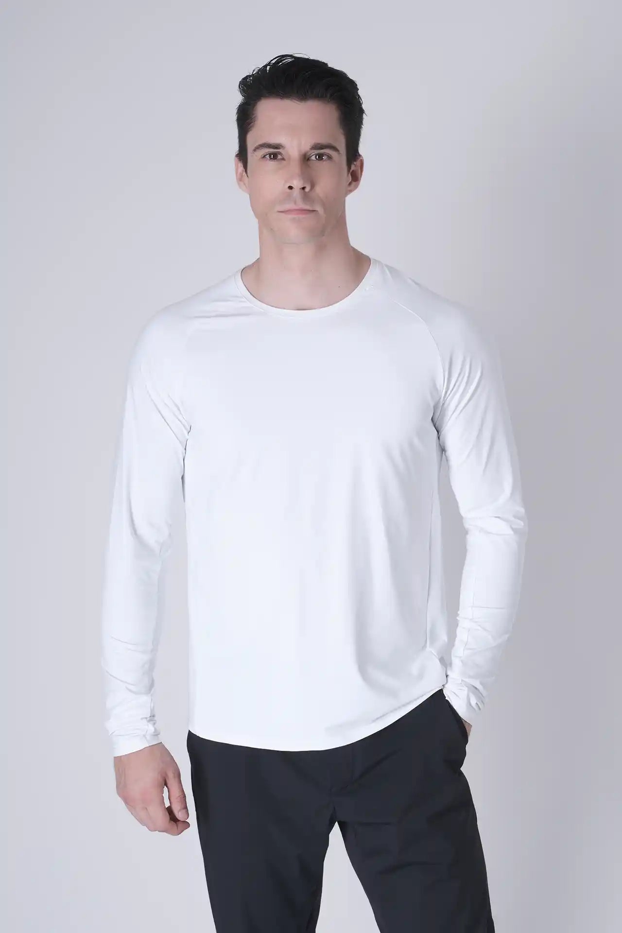 SPJ0467 - Ultra 4-Way Stretch Nylon Raglan Long Sleeve Training Tee - White