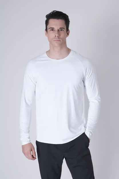 SPJ0467 - Ultra 4-Way Stretch Nylon Raglan Long Sleeve Training Tee - White