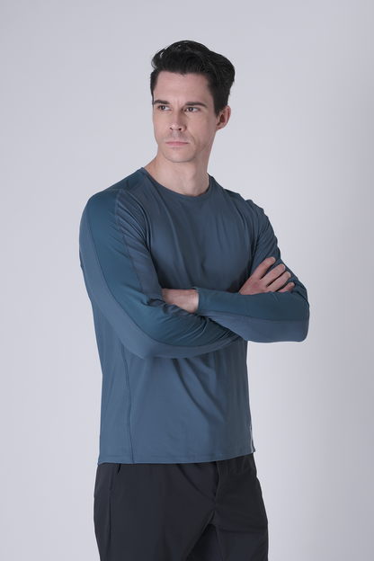 SPJ0468 - Ultra 4-Way Stretch Nylon Long Sleeve Training Tee - Ash Blue