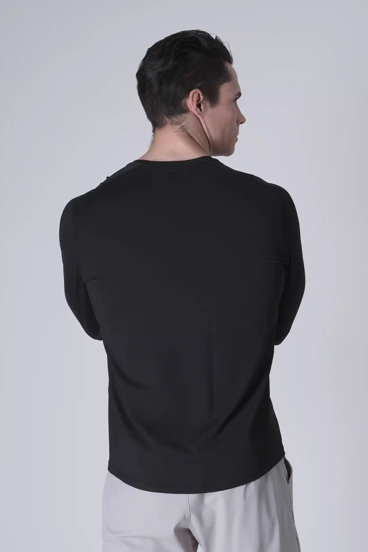 SPJ0468 - Ultra 4-Way Stretch Nylon Long Sleeve Training Tee - Black