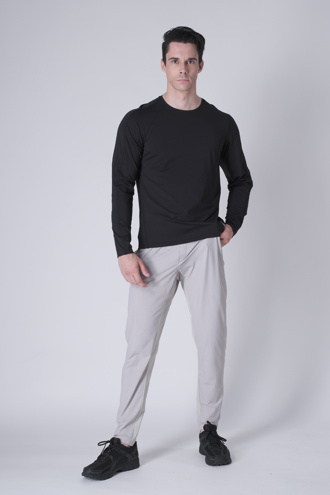 SPJ0468 - Ultra 4-Way Stretch Nylon Long Sleeve Training Tee - Black