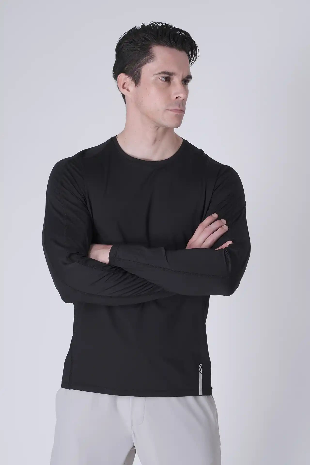 SPJ0468 - Ultra 4-Way Stretch Nylon Long Sleeve Training Tee - Black