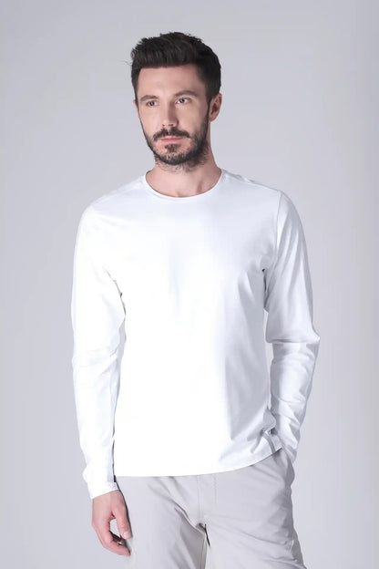 SPJ0468 - Ultra 4-Way Stretch Nylon Long Sleeve Training Tee - White