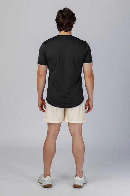 SPJ0492 - Quick-Dry 4-Way Stretch Back Curve Training Tee - Black
