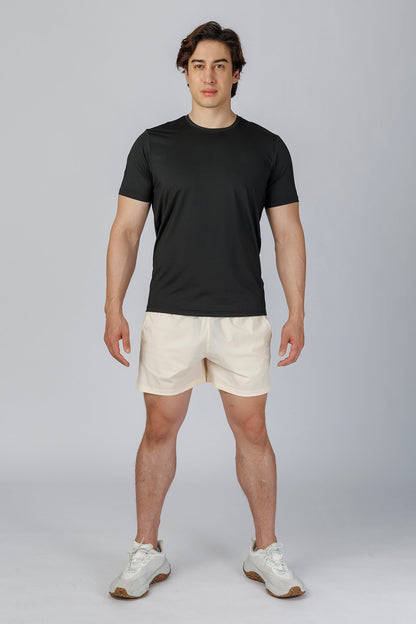 SPJ0492 - Quick-Dry 4-Way Stretch Back Curve Training Tee - Black