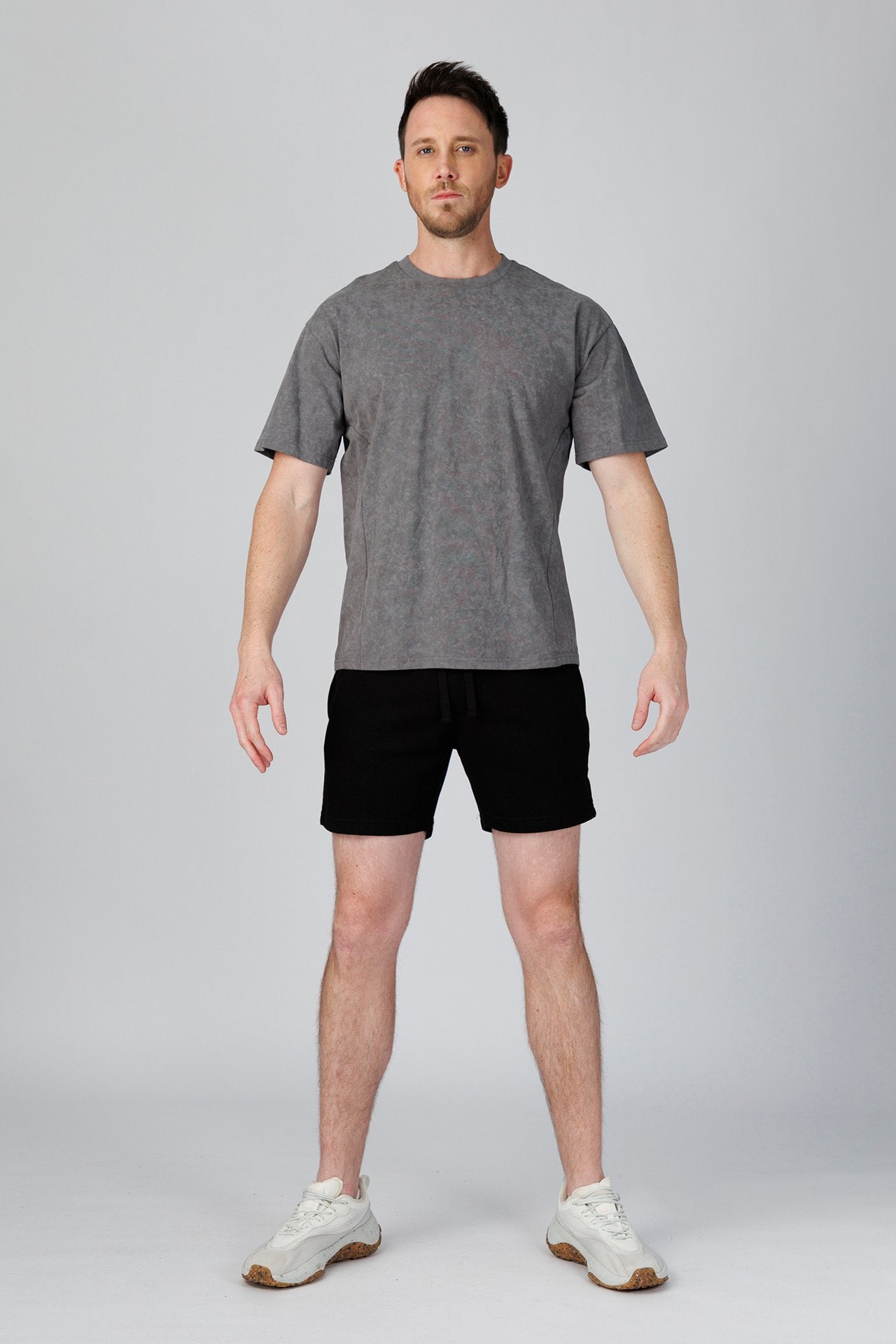 SPJ0493 - Relaxed Fit Crew Neck Cotton Training Batik Wash Tee - Washed Grey