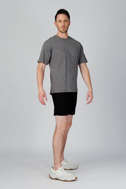 SPJ0493 - Relaxed Fit Crew Neck Cotton Training Batik Wash Tee - Washed Grey