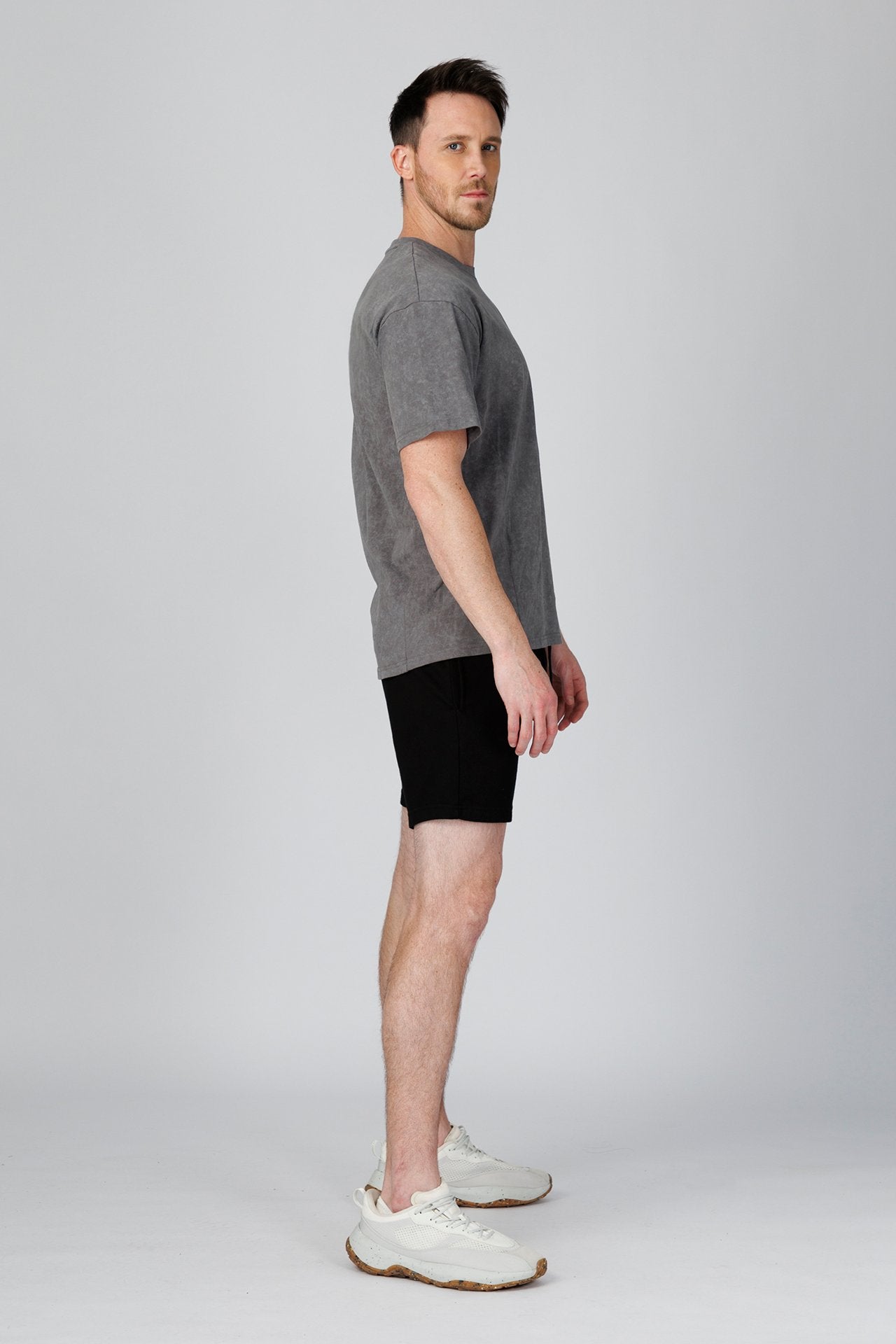SPJ0493 - Relaxed Fit Crew Neck Cotton Training Batik Wash Tee - Washed Grey