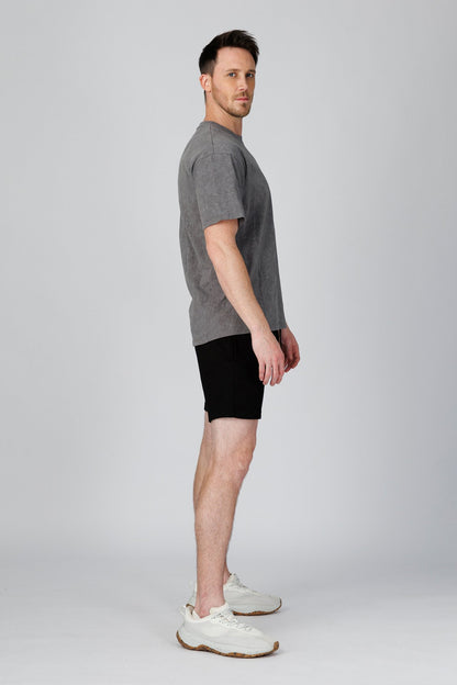 SPJ0493 - Relaxed Fit Crew Neck Cotton Training Batik Wash Tee - Washed Grey