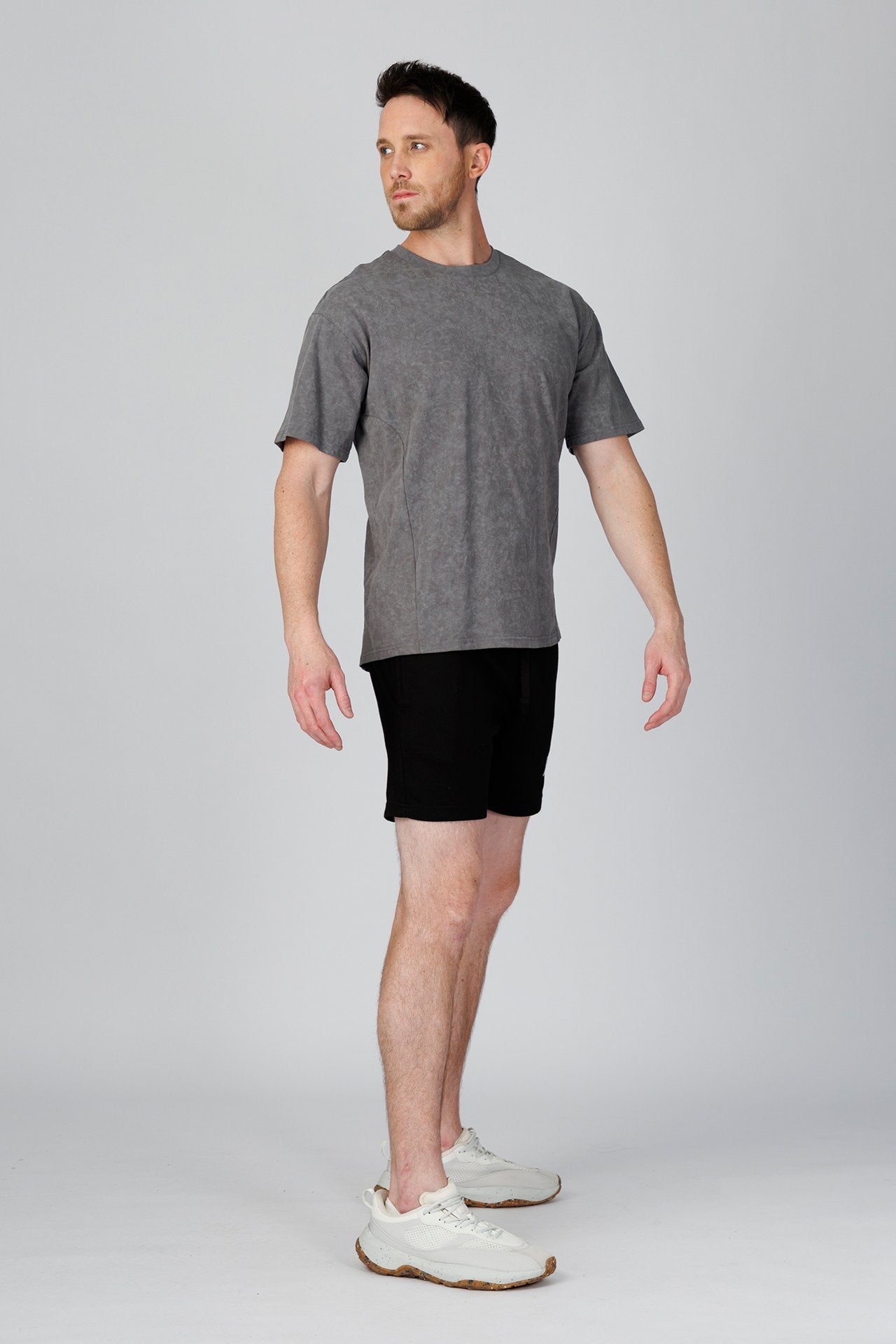 SPJ0493 - Relaxed Fit Crew Neck Cotton Training Batik Wash Tee - Washed Grey