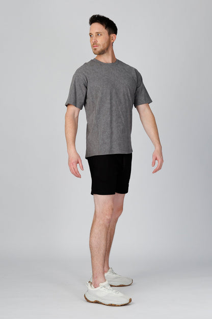 SPJ0493 - Relaxed Fit Crew Neck Cotton Training Batik Wash Tee - Washed Grey