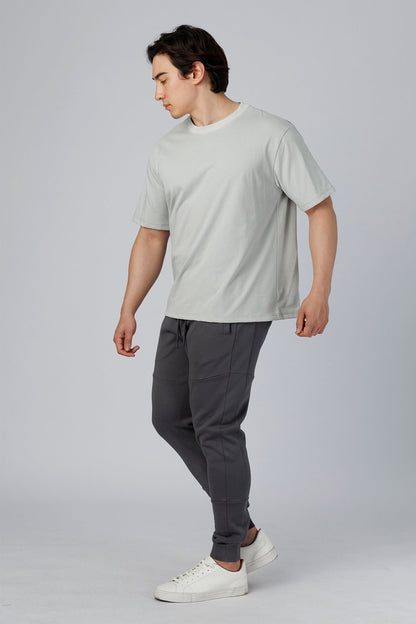 SPJ0510 - Coolmax Loose Fit Crewneck Straight-Hem Essential Cotton Tee - Light Grey