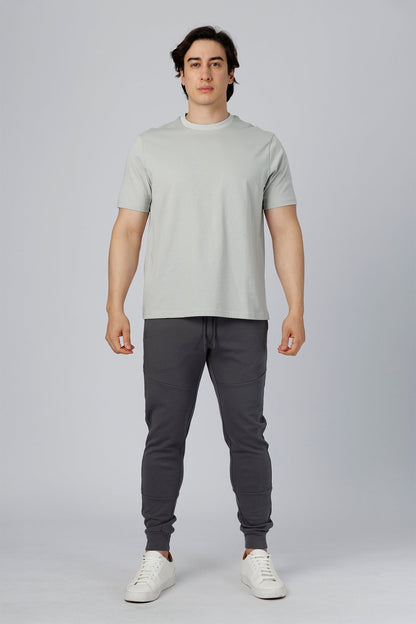 SPJ0511 - Coolmax Classic Fit Crewneck Straight-Hem Essential Cotton Tee - Light Grey