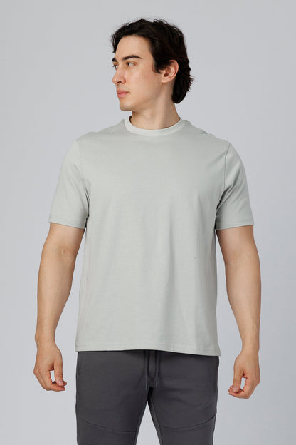 SPJ0511 - Coolmax Classic Fit Crewneck Straight-Hem Essential Cotton Tee - Light Grey