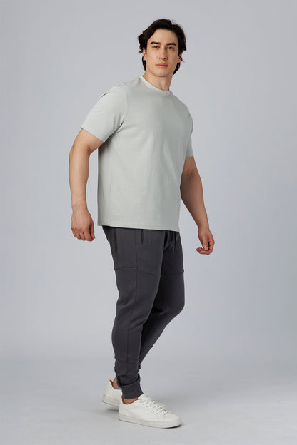 SPJ0511 - Coolmax Classic Fit Crewneck Straight-Hem Essential Cotton Tee - Light Grey