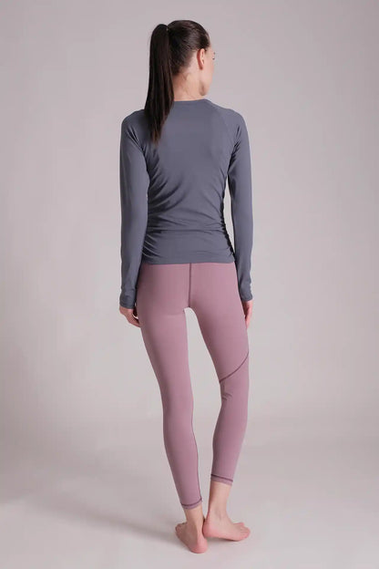 SPWJ21007 - Women's Ruched Side Long Sleeve Yoga Top - Slate