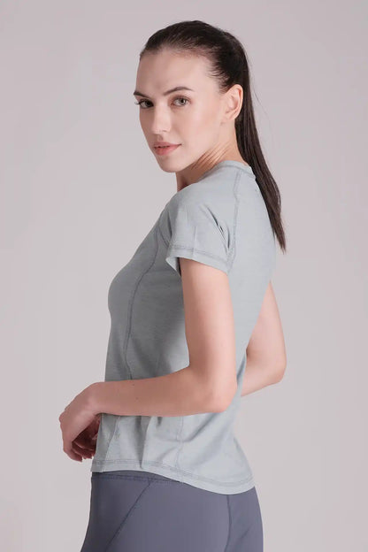 SPWJ22003 - Women's Curve Seam Hiking Short Sleeve Tee - Light Teal
