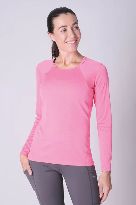 SPWJ22021 - Women's Hiking Raglan LS Tee - Sharp Pink