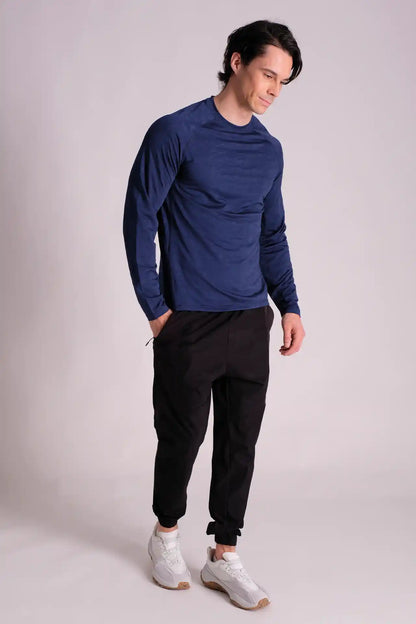 SPJ22023 - Breathable Jacquard Long Sleeve Training Tee - Navy Camo
