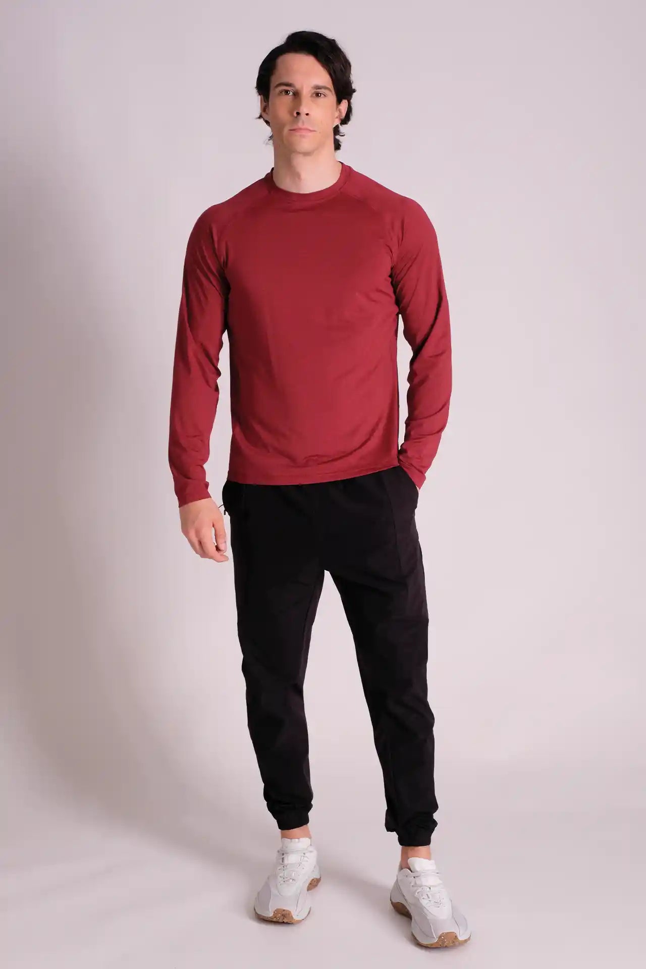 SPJ22023 - Breathable Mesh Under-Arm Long Sleeve Active Tee - Red