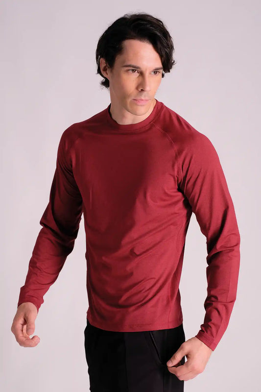 SPJ22023 - Breathable Mesh Under-Arm Long Sleeve Active Tee - Red