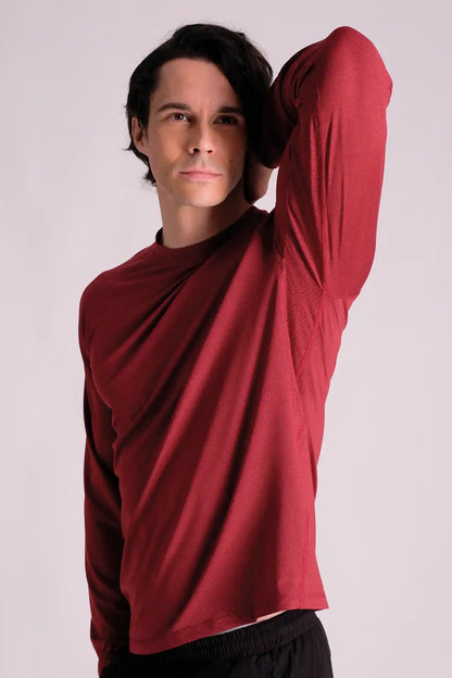 SPJ22023 - Breathable Mesh Under-Arm Long Sleeve Active Tee - Red