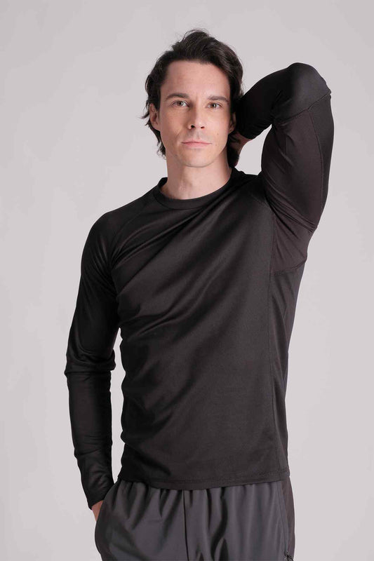 SPJ23008 - Knit Mesh Anti-UV Raglan Sleeve Hiking Tee - Black