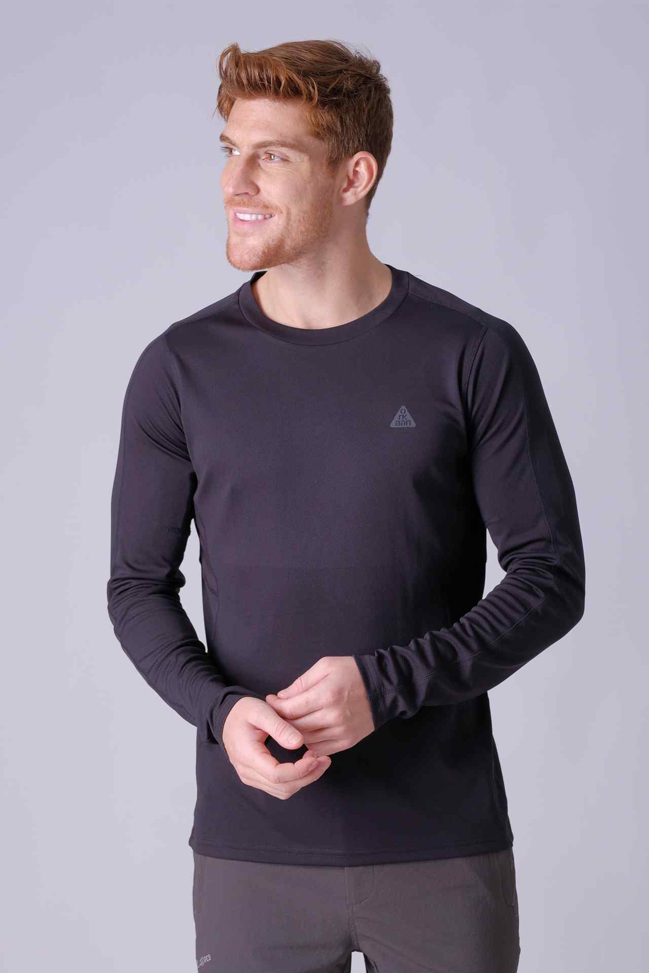 SPJ23009 - UPF 50+ Moisture Wicking Long Sleeve Hiking Tee - Black