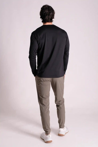 SPJ23010 - UPF 50+ Textured Stripe Breathable Long Sleeve Hiking Tee -Black