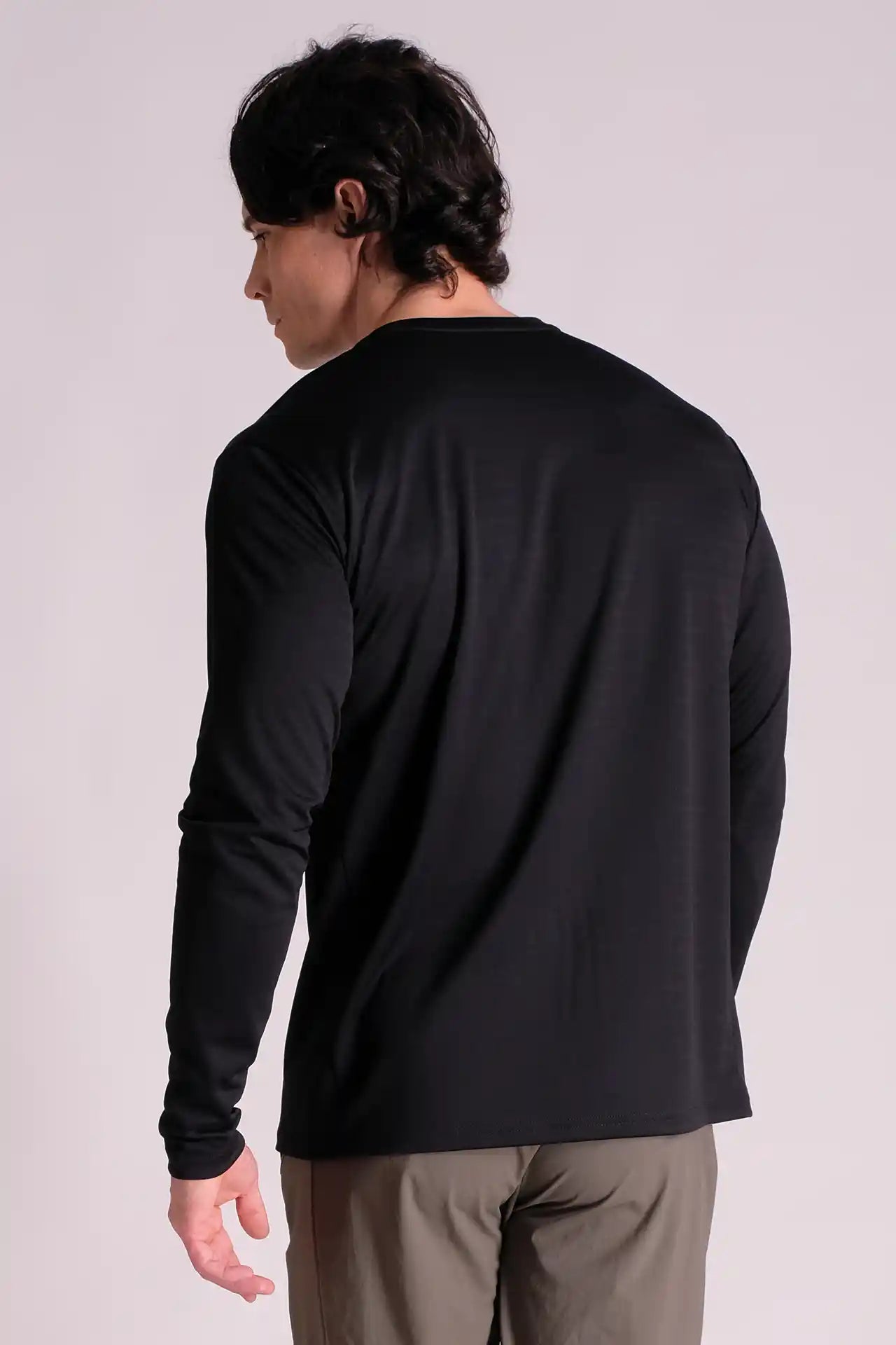 SPJ23010 - UPF 50+ Textured Stripe Breathable Long Sleeve Hiking Tee -Black