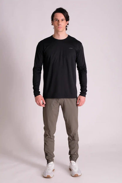 SPJ23010 - UPF 50+ Textured Stripe Breathable Long Sleeve Hiking Tee -Black