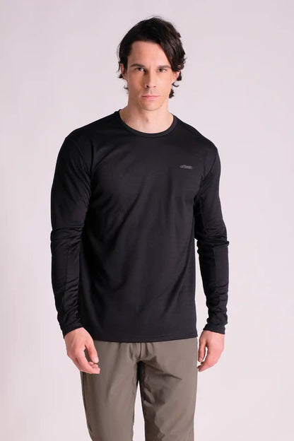 SPJ23010 - UPF 50+ Textured Stripe Breathable Long Sleeve Hiking Tee -Black