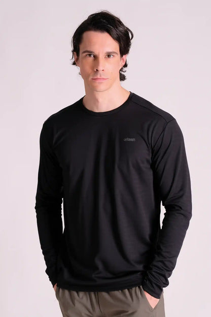 SPJ23010 - UPF 50+ Textured Stripe Breathable Long Sleeve Hiking Tee -Black