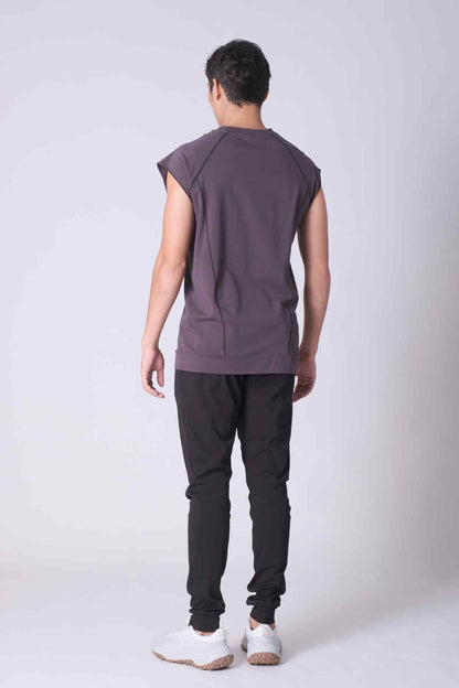 SPK0016 - Stretch French Terry Scoop Raglan Sleeveless Tank - Dark Grey