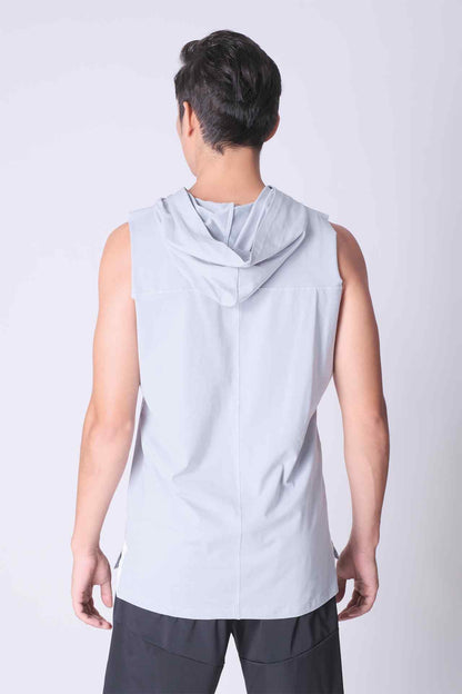 SPK0025 - Ultra Soft Stretch Cotton Gym Hooded Tank - Dusty Blue
