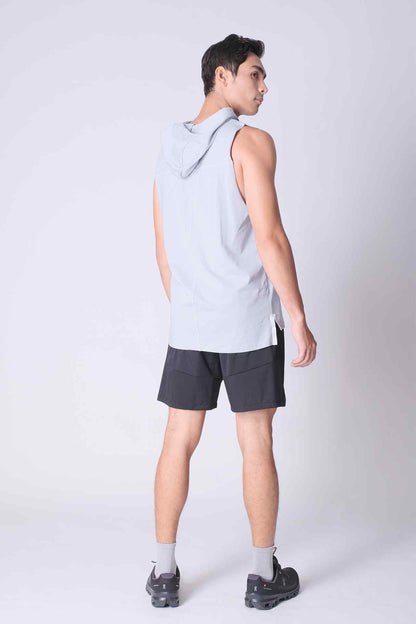 SPK0025 - Ultra Soft Stretch Cotton Gym Hooded Tank - Dusty Blue